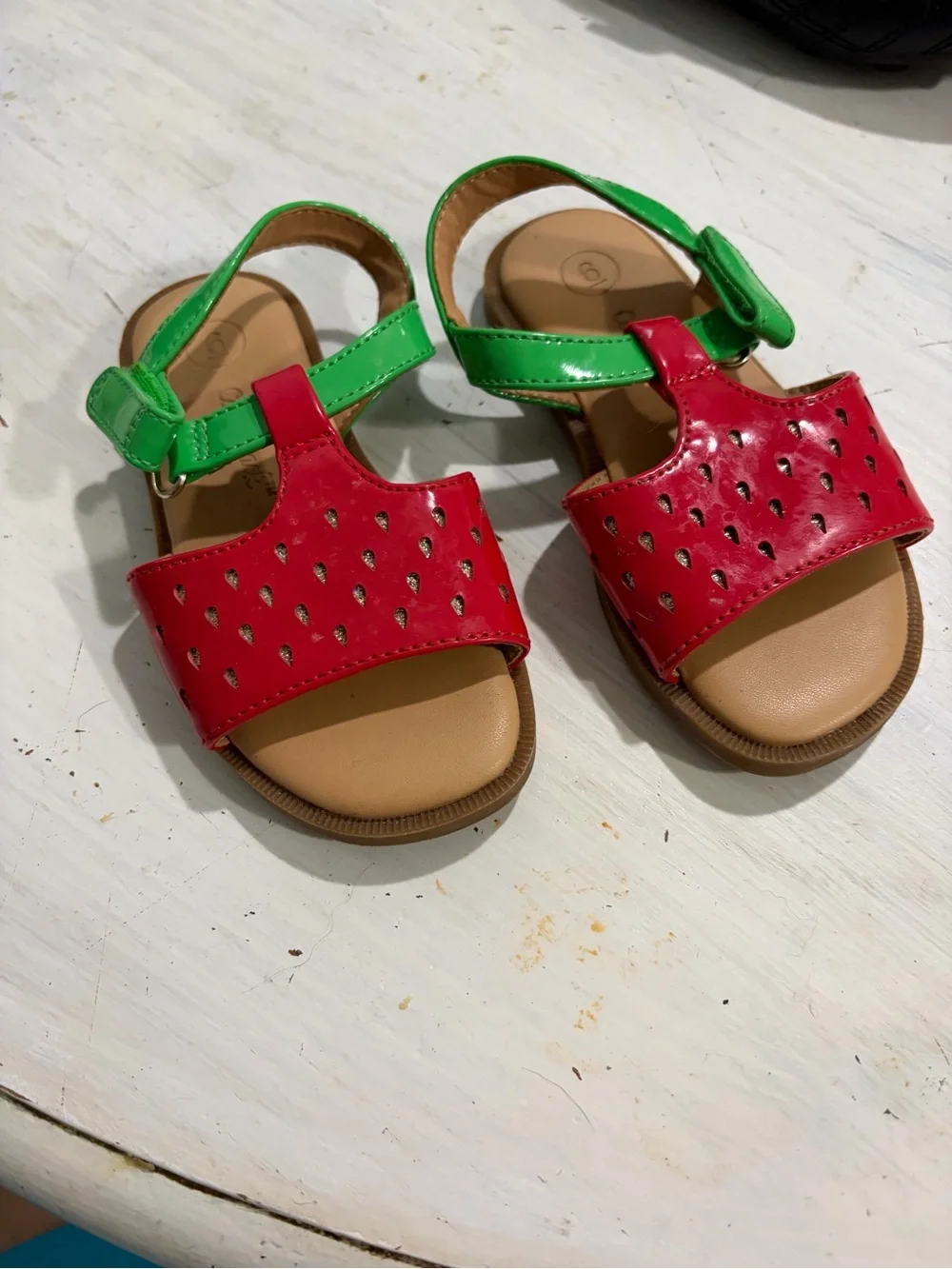 Cat & Jack Red and Green Strawberry Accent Kids Sandals